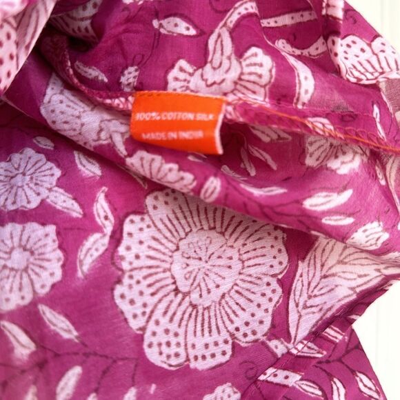 New Without Tag Beautiful Printed Cotton Button Front Blouse By Oliphant - Picture 4 of 6